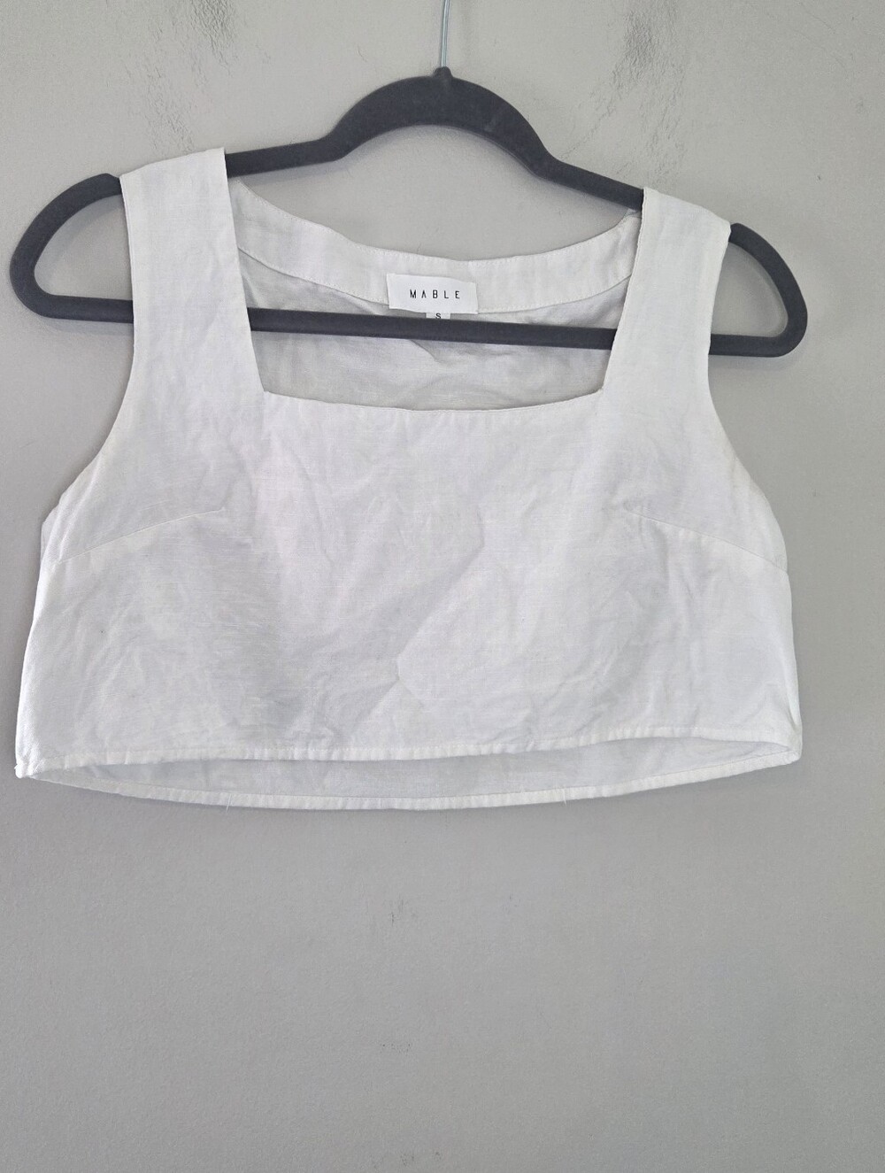 Mable White Linen Blend Boxy Crop Top
